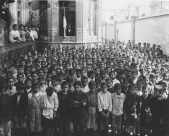 Students and teachers in the schoolyard during a ceremony, 1910, Fototeca Nacional, INAH (Instituto Nacional de Antropologia e Historia), Mexico